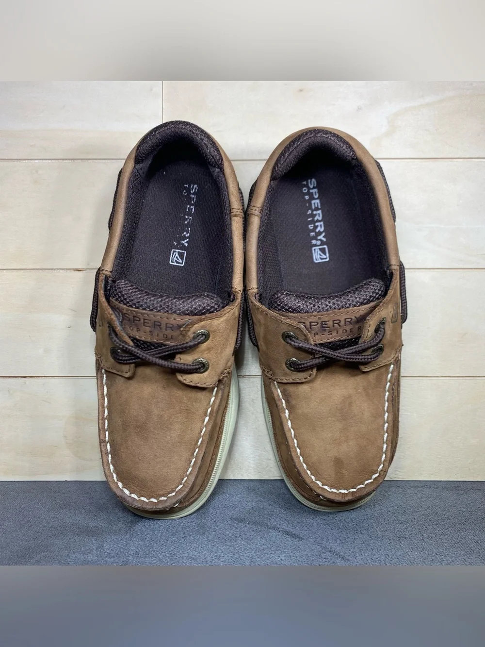 Sperry Top Sider Lanyard Boat Shoes Kid's Boy's Youth Size 1 M Brown Leather